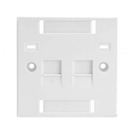 British Shuttered Modular Wall Plate 2 Port With Icon Tabs