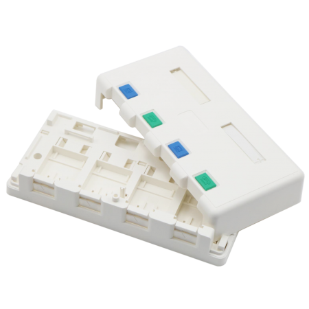 Caja de pared trasera con puertos de superficie cerrados y sin carga de 4 puertos