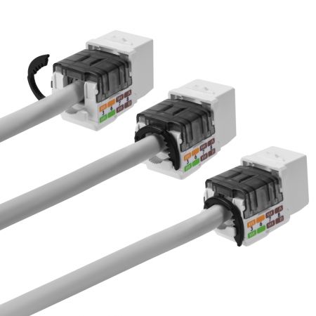 Conector Ethernet 8P8C de 90 grados con soporte de cable ajustable
