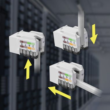 RJ45 UTP Keystone Jack for 3-Direction Cable Routing