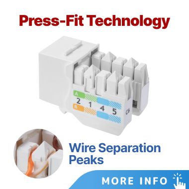 Punch Down Keystone Jack with Press-Fit Technology and Wire Separators
