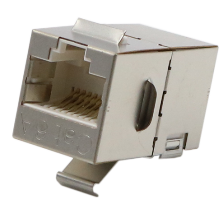Acoplador de cable LAN Cat6A STP de 180 grados