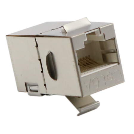 Acoplador Ethernet Cat6A STP de 180 grados