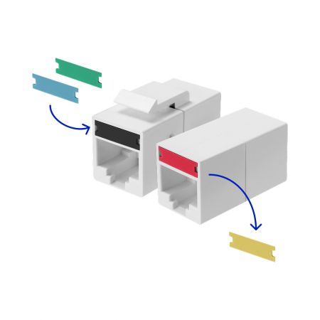 Cat6A, Cat6, Cat5E Renk Kodlama Klipleri Değiştirilebilir Bağlayıcı