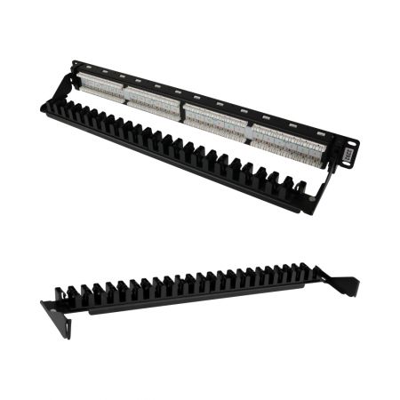 Painel Keystone de Rede Cat6 UTP 180° 1U 24 Portas Tipo 110 e Krone