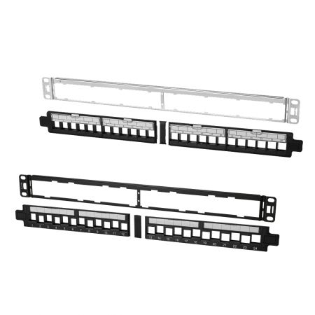 Panel en blanco STP 1U de 24 puertos con placa frontal removible