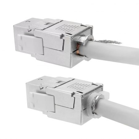 Conector modular RJ45 Cat6A FTP sin herramientas para cables de 23, 24, 25, 26 AWG
