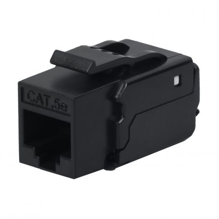 Cat.5E UTP 90 Degree Toolless Keystone Jack - Cat 5e 90 Degree Toolfree Unshielded Black Rj45 Port