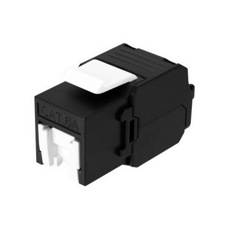 Cat.6A UTP 180 Grad Verktygsfri Keystone Jack Med Shutter, Svart - Shuttered Cat6A UTP 180 Grad Verktygsfri 8P8C Uttag