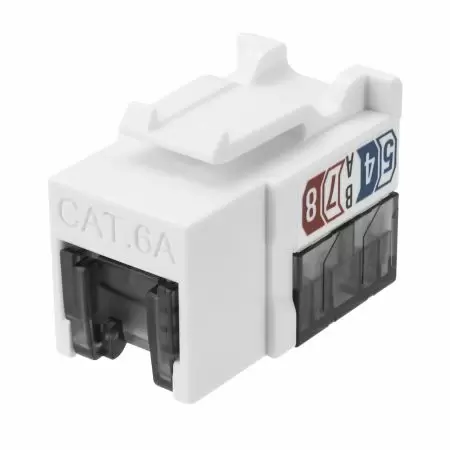 Cat.6A UTP 90 fokos Decora® 110 Punch Down Keystone Jack - Cat 6A Védett 500 MHz sávszélességű Keystone Jack