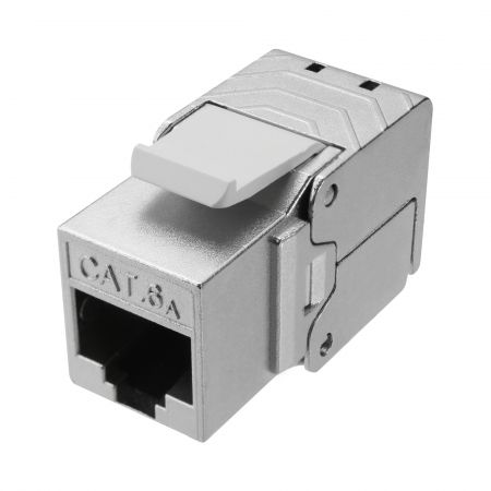 Cat6A STP 180° Toolless RJ45 Keystone Jack shielded housing