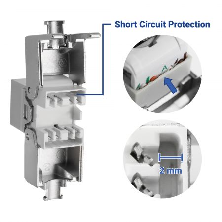 Cat6A STP 180° toolless keystone jack gold contacts with dust cover