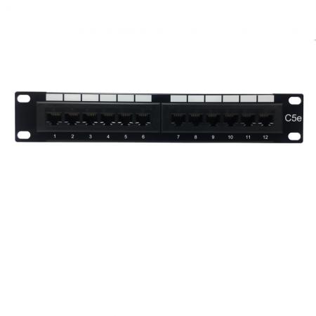 Kedi5E UTP 180 Derece 1U 12 PORT RJ45 Patch Panel - ANSI/TIA-568.2-D Uyumlu Cat 5e UTP IDC Bağlantı Paneli