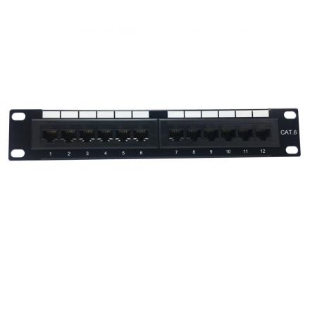 Cat.6 UTP 180도 1U 12 포트 RJ45 패치 패널 - RoHS 준수 Cat6 UTP 로드 패치 패널