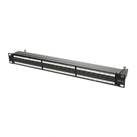 STP 90 fokos 1U 24 Port RJ45 Patch Panel - Átmenetvédett Cat6A / Cat6 RJ45 Ethernet Patch Panel
