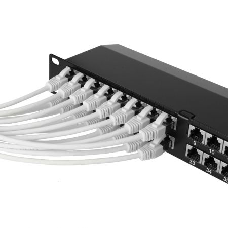 FTP 90-Grad 1U 48-Port Cat6A geladenes Patchpanel
