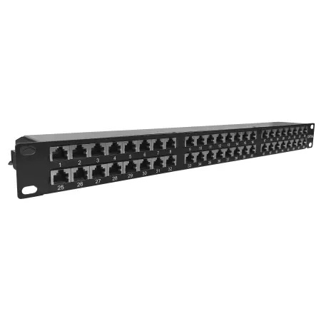 Cat.6A FTP 90도 1U 48포트 RJ45 패치 패널 - Cat6A FTP 고밀도 장착 패치 패널