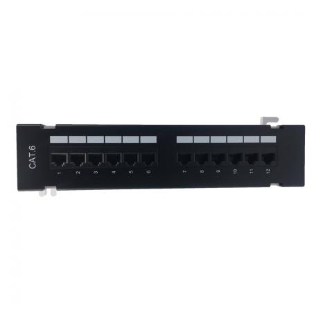 Cat.6 UTP 180도 12포트 벽면 장착 패치 패널 - Cat6 UTP 180도 패치 패널과 89D 브래킷