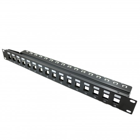 1U 16 PORT Shielded Blank Patch Panel With Support Bar