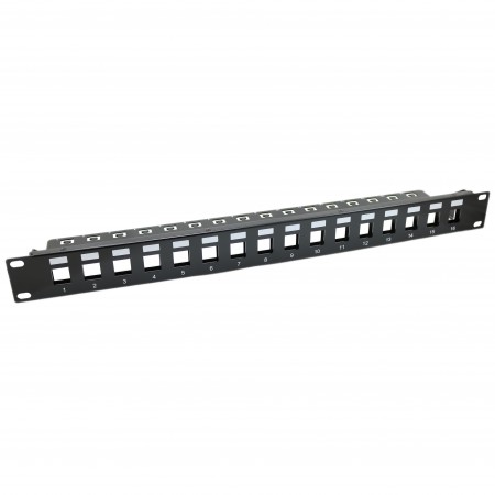 1U 16 Port FTP RJ45 Tom Panel Med Stödbar - FTP 1U 16 Port Tom Keystone Panel Med Kabelhantering