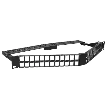 1U 48 portos UTP összecsukható V-szögű RJ45 üres panel - V-típusú összecsukható üres patch panel kábelkezeléssel