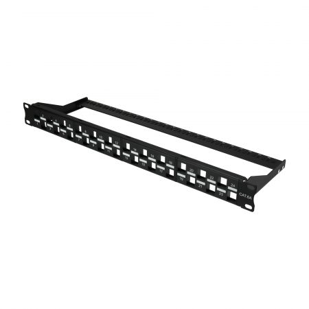 1U 24포트 UTP 스태거드 RJ45 블랭크 패널 - 스태거드 Cat6A 빈 패널