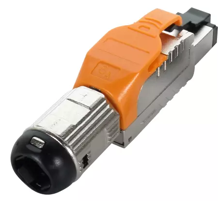 Cat.6A STP Field Termination Plug, Orange - Orange Cat 6A Full Shielded Toolless Plug