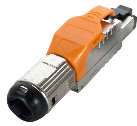 Cat.6A STP-Feldterminierungsstecker, orange - Orange Cat 6A voll geschirmter werkzeugloser Stecker