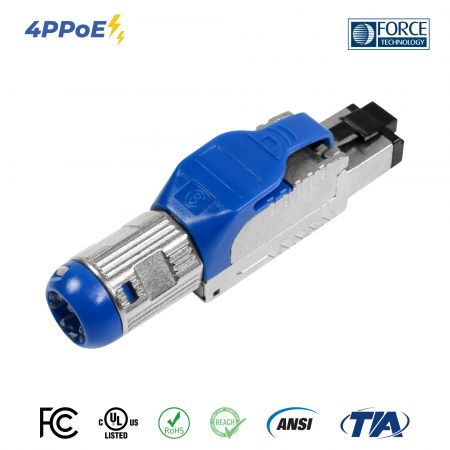 Cat.8 STP veldterminatieplug voor 25GBASE-T systemen - 4PPoE Cat 8 veldterminatieplug met stofkap