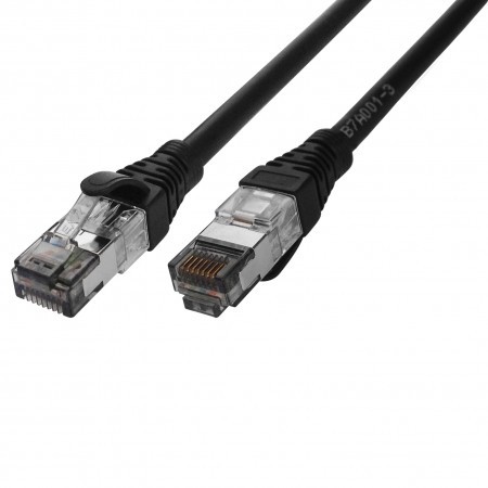 Cat.6A S/STP 26 AWG Patch Cord, Black - Cat 6A 26AWG Force Verified RJ45 Internet Cable