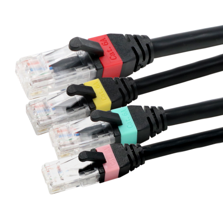 Cable de conexión Cat 6A UTP 26 AWG de 10G con clips de codificación de colores intercambiables