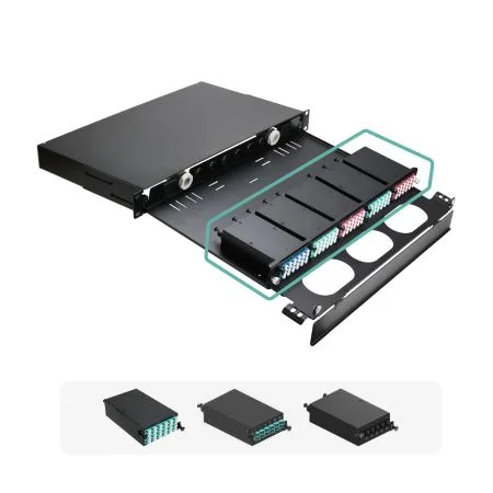 Högdensitets MPO/MTP fiberoptisk chassi för 19” rack