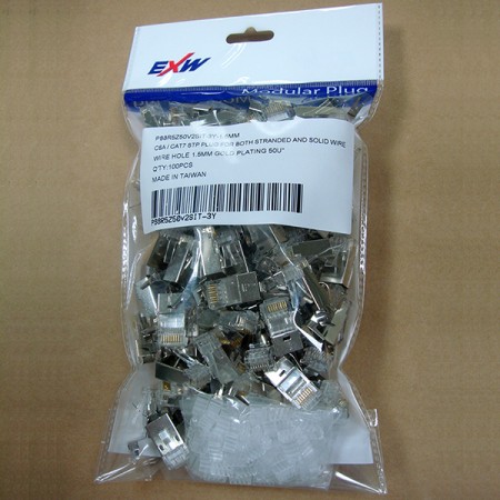 RJ45 Cat6A ekranowany wtyk modularny z belką obciążającą i zaczepem bez zaczepów