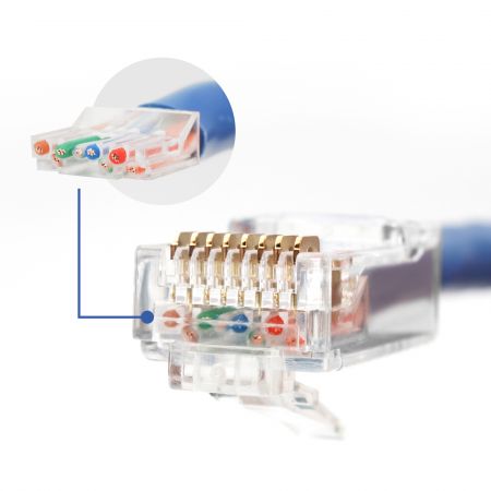 Conector Cat6 con posición de 5 arriba y 3 abajo
