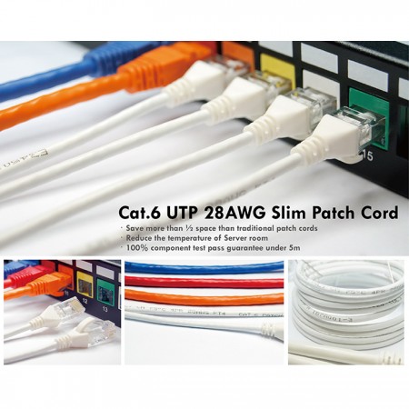Cable de red delgado UUTP de 28 AWG Cat 6