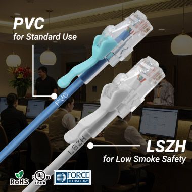 Высококачественный патч-корд RJ45 с вариантами оболочки из ПВХ и LSZH.