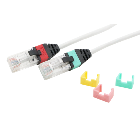 Cable de conexión Cat.6 UTP de 28 AWG con clips de codificación de colores intercambiables