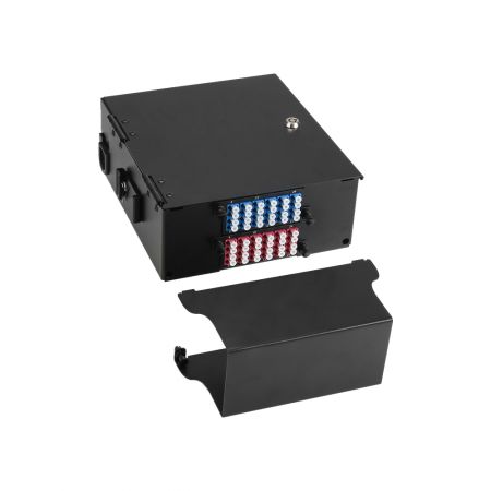 Powder-coated black two-layer fiber box for wall-mounted networking