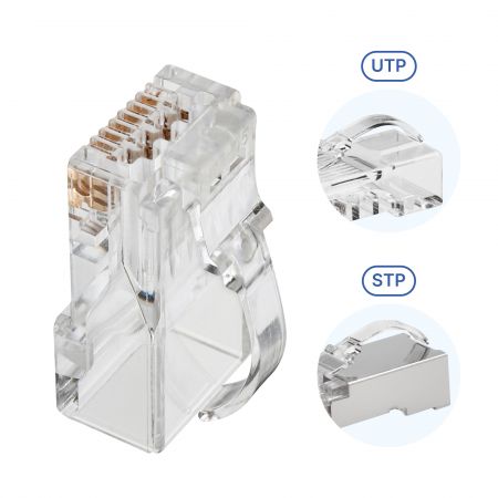 UTP 및 STP Cat6 패스스루 이더넷 플러그(스내글리스 래치 포함)