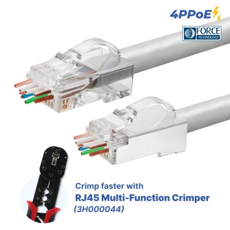 FORCE 인증 PoE++ Cat6 UTP 및 STP 패스스루 모듈러 플러그