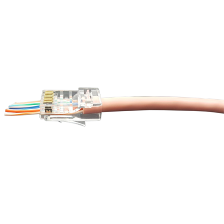 Cat.5e utp passa através do plugue modular - CAT5E UTP Passe pelo plugue RJ45 Ethernet