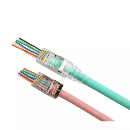 Conector Modular Pass Through Cat.5E STP - Conector Modular RJ45 Cat5E STP Fácil OEM e ODM