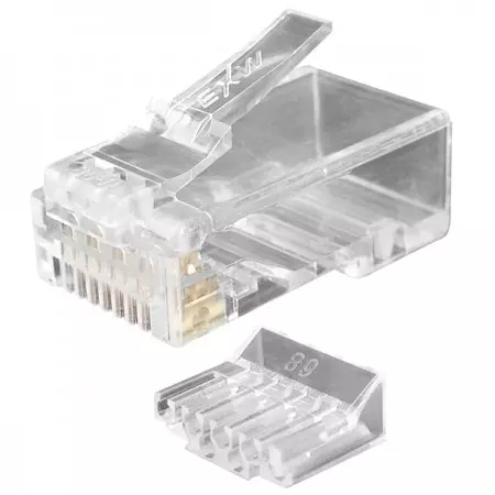 Cat.6 UTP Staggered Modular Plug With Load Bar (4 Up 4 Down) - Cat6 Unshielded RJ45 Connector With Insert