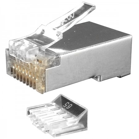 Cat.6 STP Staggered Modular Plug With Load Bar (4 Up 4 Down) - 8P8C Cat 6 STP RJ45 Connector With Load Bar