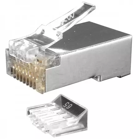 하중 바가 있는 Cat.6 STP 스태거드 모듈러 플러그 (4 업 4 다운) - 하중 바가 있는 8P8C Cat6 STP RJ45 커넥터
