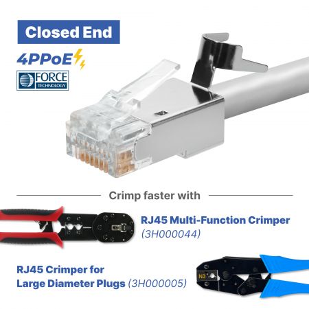 4PPoE कैट 6A कनेक्टर, आरजेपी 45 क्रिम्पर के साथ संगत