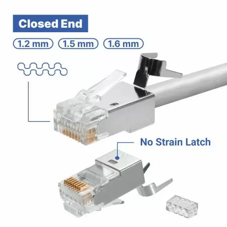 Gerilim Kilidi Olmadan Kapalı Uç Prizi Cat6A STP