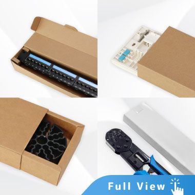 Embalaje individual para paneles RJ45, placas de pared, accesorios y herramientas manuales