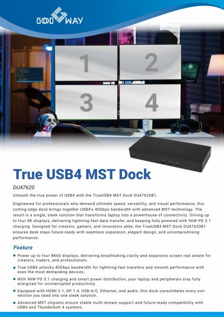 USB4 多顯示企業級擴充基座