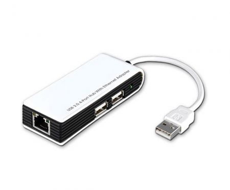USB 2.0 4-Port Hub Ethernet Adapter - USB 2.0 4-Port Hub Ethernet Adapter_HE2440